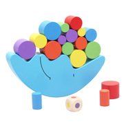 木制月亮平衡积木儿童益智彩色堆塔玩具零售
