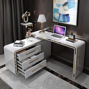简约现代家用电脑桌，台式办公桌写字台，白色烤漆美容店轻奢书桌