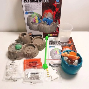 跨境生长水晶种植实验 5合一儿童恐龙蛋火山爆发科学实验玩具