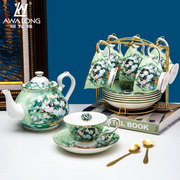 梵高白玫瑰系列咖啡具欧式小奢华精致英式下午茶，茶具套装礼盒装