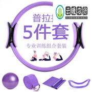 普拉提圈五件套装健身美体瑜伽环瑜伽砖乳胶拉力带25cm麦管球紫色