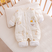 婴儿连体衣秋冬季夹棉加厚棉衣服宝宝哈衣连体服6-12个月棉服