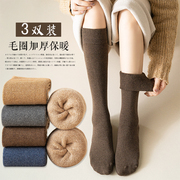 小腿袜子女冬季保暖加绒加厚毛圈秋冬季长筒袜及膝女袜高筒长袜子