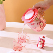 迪士尼系列泡茶壶玻璃耐高温茶杯茶壶套装可爱家用花茶壶高颜值