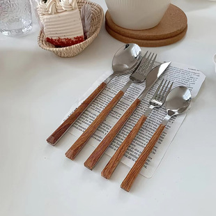 牛排叉套装小蛮腰法式叉，勺304不锈钢勺子，西餐餐具甜品勺叉子