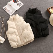 背心马甲2023年女秋冬季韩版学生短款外穿小个子立领棉衣外套
