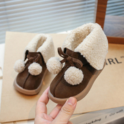 女童公主加绒棉靴2023冬季棉鞋女孩宝宝保暖鞋，洋气雪地靴短靴