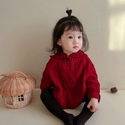 ins韩版女童外套宝宝，洋气针织衫连帽斗篷罩衫，纯色棉纱线毛衣外套