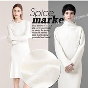 日韩黑白色印染羊毛料针织，薄款秋冬纯色服装，布料连衣裙进口面料