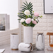 北欧石纹陶瓷小花瓶，客厅电视柜摆件家居仿真花，富贵竹桌面花瓶