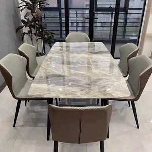 CBD进口岩板餐桌现代简约餐桌餐椅家用小户型现代装修配套亮光餐