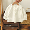 女童衬衫洋气时髦春秋，小公主白色衬衣长袖婴儿，宝宝娃娃衫t恤