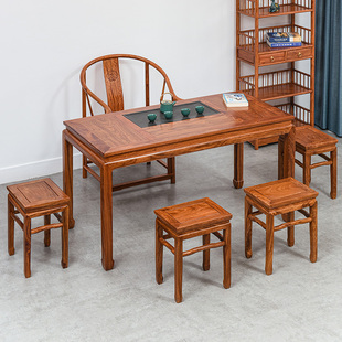 红木茶桌椅组合花梨木，功夫茶台实木仿古新中式喝茶桌刺猬紫檀家具