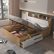 约卧室板式收纳双人床，气动高箱储物床定制抽屉，床1.5m榻榻米
