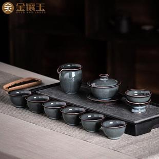 龙泉青瓷茶具套装陶瓷家用高端盖碗公杯茶杯喝