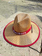 男士草帽遮阳帽夏天潮西部牛仔帽青年大沿草帽沙滩帽户外防晒帽子