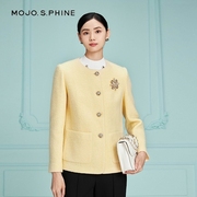 MOJO2023秋冬维希格纹系列圆领羊毛外套气质优雅高级感上衣女
