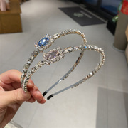 欧美跨境水晶水钻发箍气质精致时尚玻璃钻金属细边头箍女发饰发卡