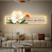 奶油风客厅装饰画北欧沙发背景墙，挂画简约花卉灯画主，卧室床头壁画