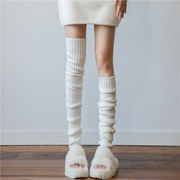 超长白色针织袜套Y2K辣妹JK中筒堆堆袜过膝长筒秋冬小腿套搭靴子