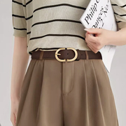 高级感棕色皮带，女款2023复古牛仔裙，装饰宽腰带女士百搭裤带