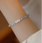 海蓝宝手链4-5MM天然淡水珍珠手链清新优雅简单甜美个性时尚韩版