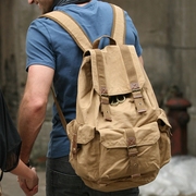 男士大容量帆布双肩包旅行包户外背包超大潮流工装耐磨旅游书包