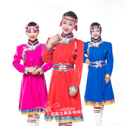 蒙古族服装女生蒙古袍蒙古族演出服舞会服服务员工作服