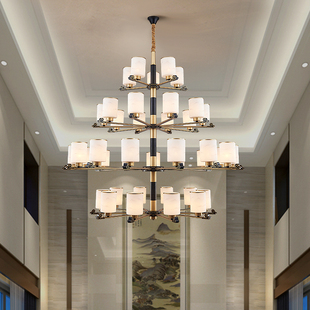 新中式客厅led吊灯别墅，复式楼大厅水晶，吊灯工装酒店宴会餐厅灯具