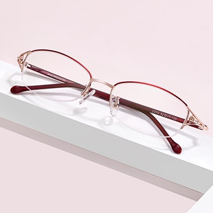 近视眼镜女有度数超轻半框近视镜可配度数变色 100 150 200 300度