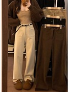 S-5XL女装秋冬灯芯绒直筒休闲裤子2023洋气窄版显瘦柔软
