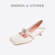 DV浅口芭蕾舞鞋女2024春夏款法式优雅低跟方头单鞋DUOHUA&VIVINER
