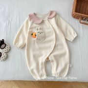 婴儿超萌连体衣0-2岁春季女可爱娃娃领小兔哈衣婴儿春装