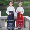 中国风儿童马面裙套装，男女童国学，汉服朗诵演出服男童古风唐装长袖
