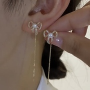 微镶锆石珍珠三叶草耳线S925银针淑女甜美气质耳环精致叶子珍珠