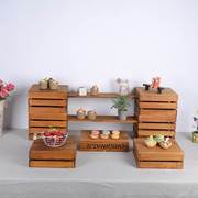 中式冷餐茶歇摆台展示架木质，蛋糕点心架子，寿司水果托盘甜品台摆件