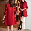 中长款西装外套女秋冬季2023今年流行上衣高级感红色西服大衣