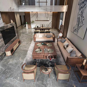新中式实木布艺沙发组合现代简约古典轻奢客厅禅意酒店家具定制