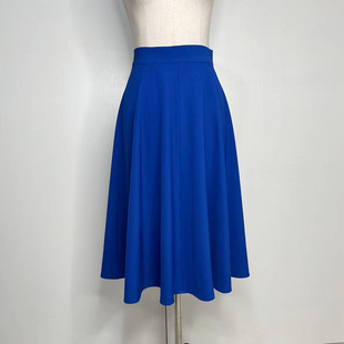 富耀姿宝蓝色半身裙高腰，a字中长裙，简约显瘦八片裙2023春季