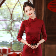 订婚礼服女连衣裙高级感敬酒服新中式新娘结婚年轻款红色改良旗袍