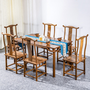 红木家具鸡翅木餐桌椅，组合仿古新中式实木，家用长方形饭桌六人餐台