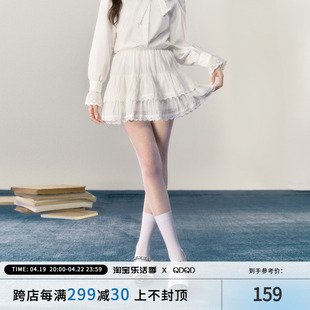 qdqd白色芭蕾风蕾丝半身裙，女2024蛋糕，裙高腰显瘦蓬蓬裙短裙
