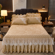 天鹅绒加厚床裙单件欧式1.8m可拆洗蕾丝床罩防滑夹棉冬季床套1.5m