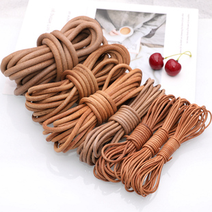 diy皮绳饰品配件手工材料，圆形原色真皮绳，手链项链牛皮绳子编织绳
