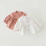 女童白色娃娃衫2023秋季儿童韩版甜美衬衫森系宝宝长袖上衣潮
