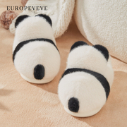 大熊猫可爱包跟棉拖鞋女秋冬季居家用学生室内防滑毛毛绒保暖棉鞋