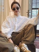 法式韩系温柔蕾丝衫2023年夏季洋气设计感小众白色镂空上衣女