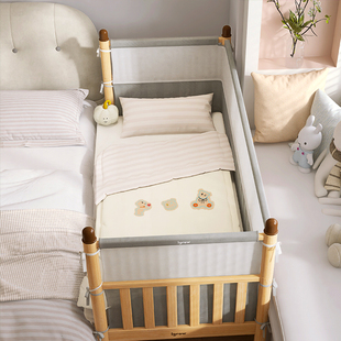 爱果乐拼接床加宽床，婴儿实木大人可睡平接神器，儿童小床榉木床边床