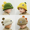 宝宝渔夫帽秋冬男女孩，儿童针织盆帽可爱卡通恐龙，毛线护耳保暖帽子