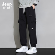 jeep吉普男士工装裤，宽松大码男裤潮，青少年胖子男款运动休闲裤